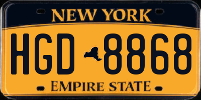 NY license plate HGD8868