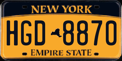 NY license plate HGD8870
