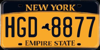 NY license plate HGD8877