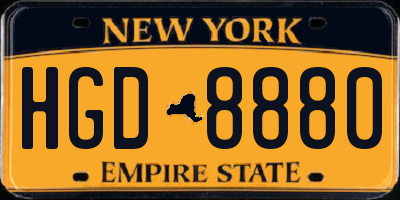 NY license plate HGD8880