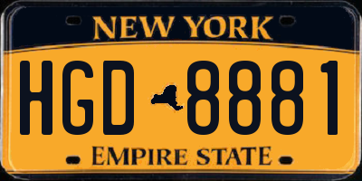 NY license plate HGD8881