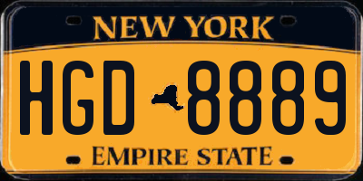 NY license plate HGD8889