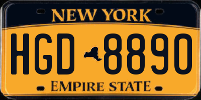 NY license plate HGD8890