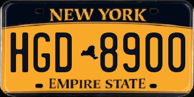 NY license plate HGD8900