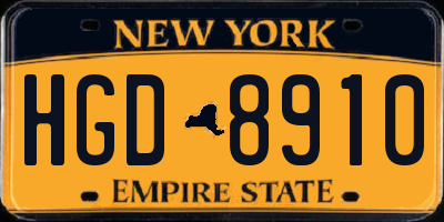 NY license plate HGD8910