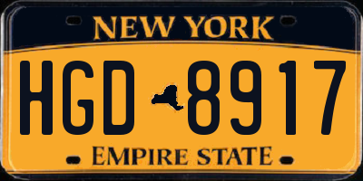 NY license plate HGD8917