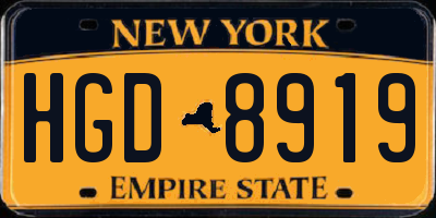 NY license plate HGD8919