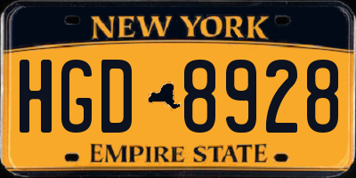 NY license plate HGD8928
