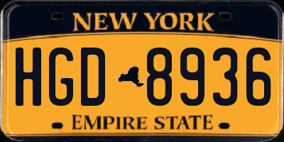 NY license plate HGD8936