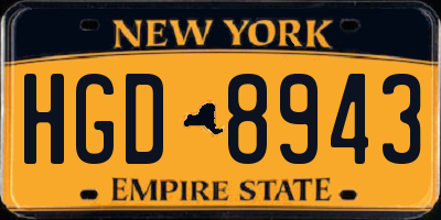 NY license plate HGD8943