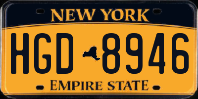 NY license plate HGD8946
