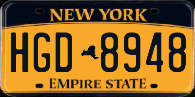 NY license plate HGD8948