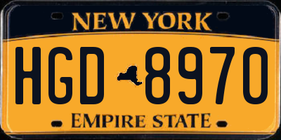 NY license plate HGD8970