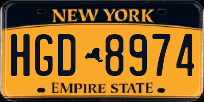 NY license plate HGD8974