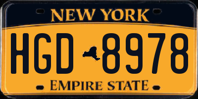 NY license plate HGD8978