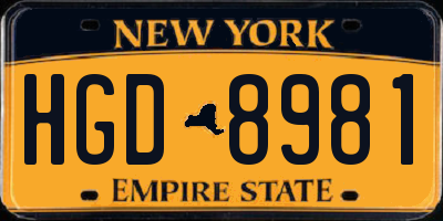NY license plate HGD8981