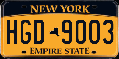 NY license plate HGD9003