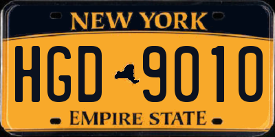 NY license plate HGD9010