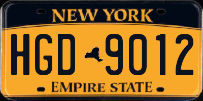 NY license plate HGD9012
