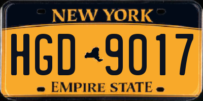 NY license plate HGD9017