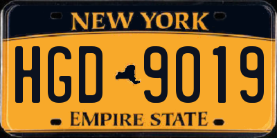 NY license plate HGD9019