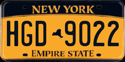 NY license plate HGD9022