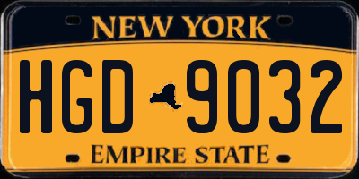 NY license plate HGD9032