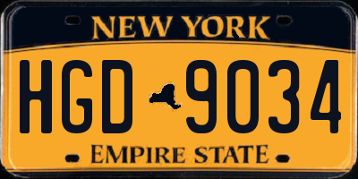 NY license plate HGD9034