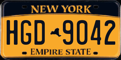NY license plate HGD9042