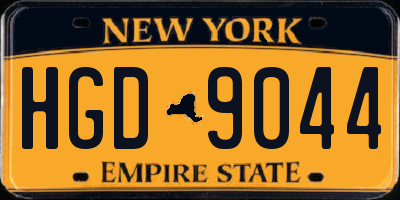 NY license plate HGD9044