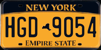NY license plate HGD9054