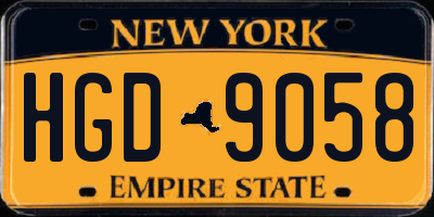 NY license plate HGD9058