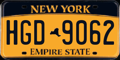 NY license plate HGD9062