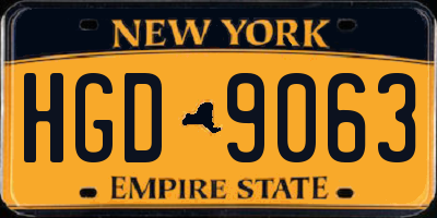NY license plate HGD9063