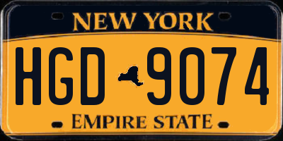NY license plate HGD9074