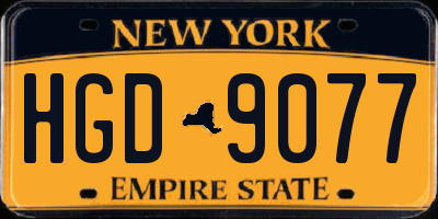 NY license plate HGD9077