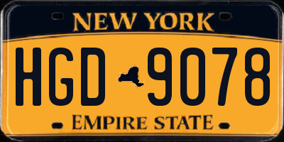NY license plate HGD9078