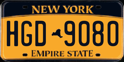 NY license plate HGD9080