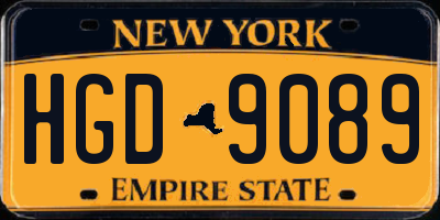 NY license plate HGD9089