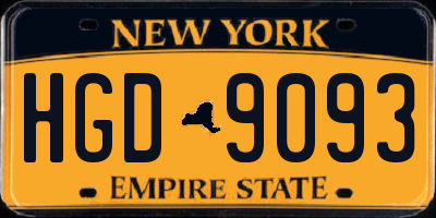 NY license plate HGD9093