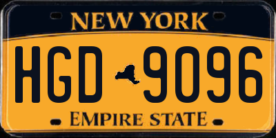 NY license plate HGD9096