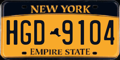 NY license plate HGD9104