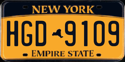 NY license plate HGD9109