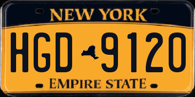 NY license plate HGD9120