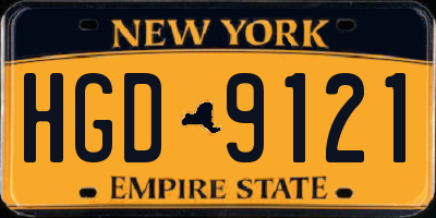 NY license plate HGD9121