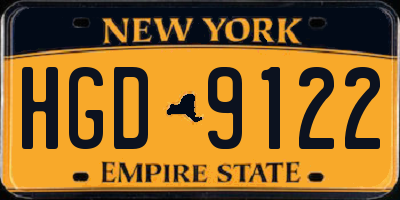 NY license plate HGD9122
