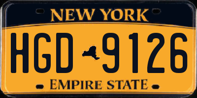 NY license plate HGD9126