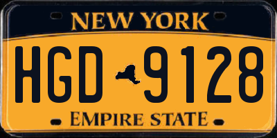 NY license plate HGD9128