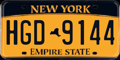 NY license plate HGD9144