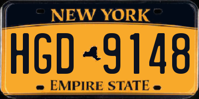 NY license plate HGD9148